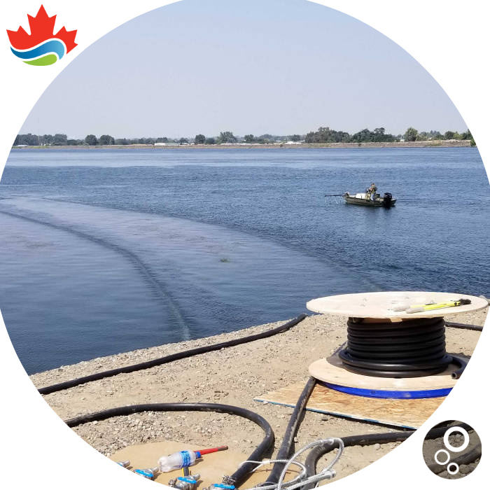 Dual bubble curtain for chemical retention in pesticide treatment